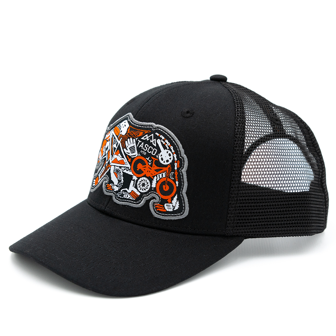 Snapback Hat - Gear Bear (Black / Orange)