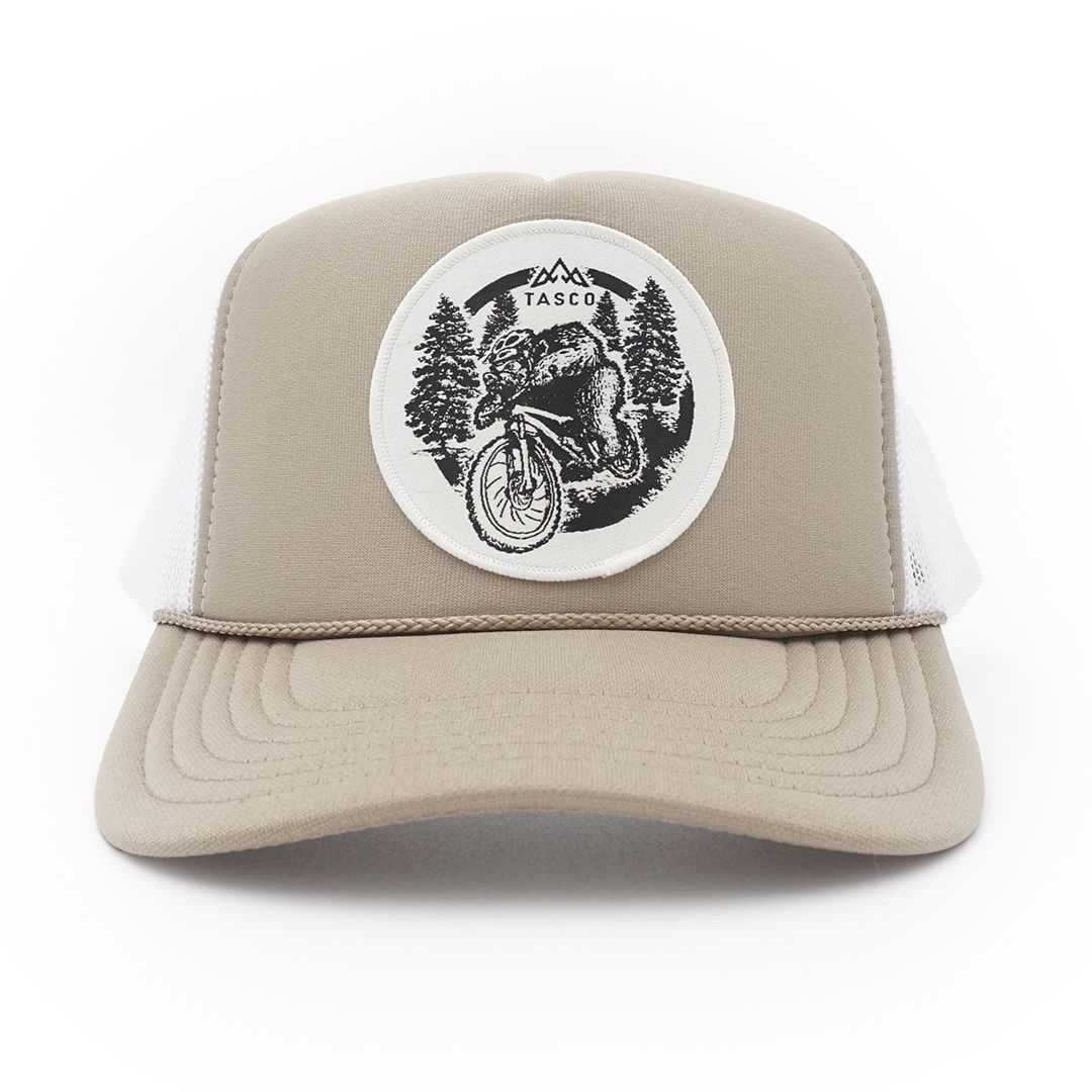 Foam Snapback Trucker Hat - Braaap Bear (Tan / White)